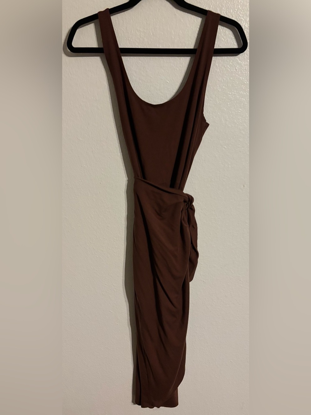 Reformation Kaila Wrap Skirt Dress in a Chestnut Brown - Picture 5 of 12